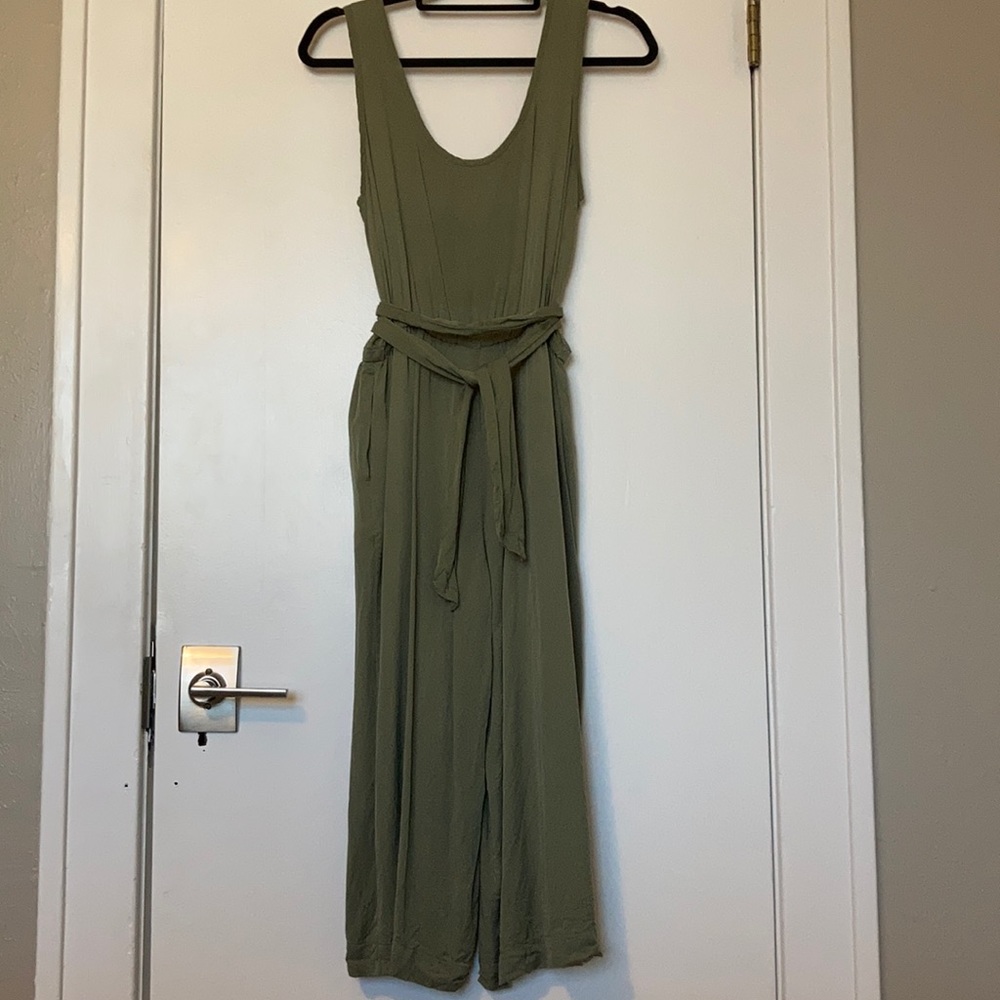Green GAP scoop neck wide leg jumpsuit